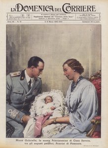 Maria Gabriella, den nya prinsessan av House of Savoy, bland de högt stående föräldrarna, Princes of Piemonte