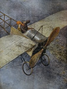 Mauvaises plan kraschade efter att ha träffats av gräshoppssvärmar, nära Madrid, Spanien, illustration av Achille Beltrame från La Domenica del Corriere, 3 juni av Achille Beltrame