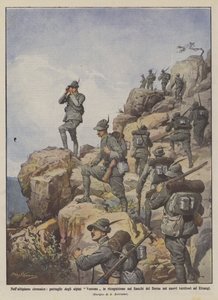 På den kyrenaiska platån, patruller av Vestone Alpini spaning på flankerna av Derna i? av Achille Beltrame