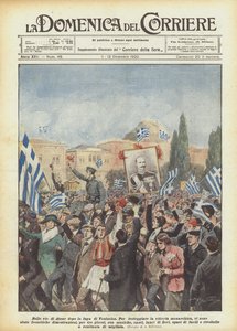 På gatorna i Aten efter flykten från Venizelos av Achille Beltrame