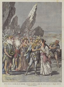 Musical Novita, Oceana, av M ° Smareglia, framförd förra veckan i La Scala Theatre i Milano (akt II) av Achille Beltrame