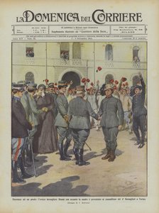 Heder till en modig, heroisk bersagliere Benna med sin mor bredvid sig och presenterad för sina medsoldater?