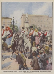 Pittoresk sardiska åktur, medborgare i Ittiri som kommer med sina kvinnor till Sassari för?
