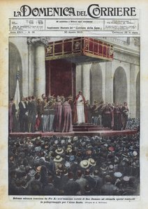 Högtidlig audiens beviljad av Pius XI på den enorma innergården i San Damaso till åtta tusen lombardiska arbetare?