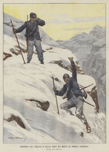 Förvånad av isen och snön på bergen i Posina (Vicenza)