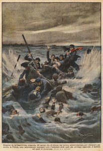 Överraskade av en plötslig storm, 34 arbetare, som återvände från jobbet, korsade? av Achille Beltrame
