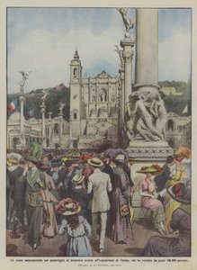 Vem fick besök på den monumentala bron i söndags eftermiddag på Turin-utställningen?