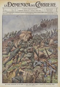 På norra sidan av Pal Grande attackerar och erövrar ett av våra alpina områden en fiende av Achille Beltrame