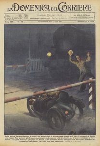 På vägen Parma-Mantua, på natten, insåg två motorcyklister det för sent? av Achille Beltrame