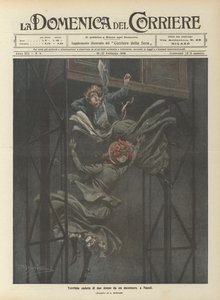 Hemskt fall av två kvinnor från en hiss i Neapel av Achille Beltrame