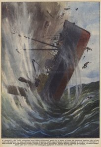 Klon, som hade återvunnit så många skeppsbrutna skatter, ligger nu på havets botten (färg litho) av Achille Beltrame