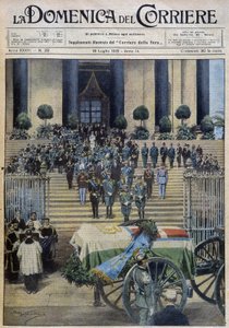 Välsignelsen av de jordiska kvarlevorna av hertigen av Aosta i Turin, efter att begravningståget korsade hela staden - dess. de A. Beltrame i "" la Domenica del Corriere"" av 1931-07-19 av Achille Beltrame