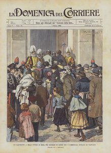 En bankett för tusen fattiga människor i Rom för Leo XIII:s jubileum, gästerna går in i Vatikanen