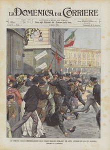 Ett avsnitt från åminnelsen av de fem dagarna i Milano Kampen kring en flaggstång