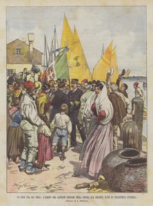 En hjälte bland de ödmjuka, kapten Zennaros ankomst till sin fattiga hemö Pellestrina (Venedig) av Achille Beltrame