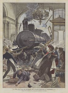 Ett tåg i restaurangsalen på Frankfurt SM järnvägsstation av Achille Beltrame