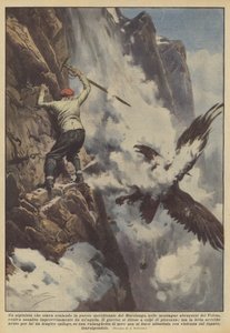 En bergsbestigare som klättrade på Murolungos södra mur, i bergen i Abruzzo?