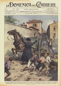 Sprang en skenande häst galet i en by i Bergamoområdet, hotfull? av Achille Beltrame