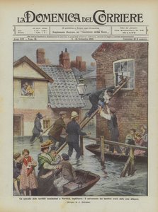 Ett avsnitt av de fruktansvärda översvämningarna i Norwich, England, räddningen av de utsatta barnen? av Achille Beltrame