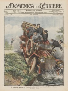 En reseolycka som involverade kungen, den kungliga bilen kraschade i ett dike mellan Bobbio och Piacellza