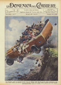 En buss, lastad med barn på väg till en by i Rhenlandet för sin första nattvard?