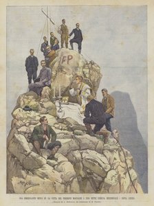 En spännande mässa på toppen av Magnaghi-tornet på 2050 meter (södra Grigna, ovanför Lecco)