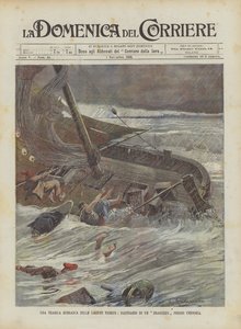 En tragisk storm i de venetianska lagunerna, skeppsbrott av en Bragozzo nära Chioggia