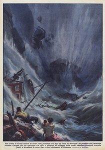 Ett jordskred på flera miljoner kubikmeter, som landade i sjön Loen, i Norge, gav en?