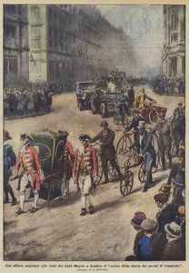 En original parad vid Lord Mayor-firandet i London, processionen av transportens historia av Achille Beltrame