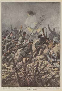 En aktion med hjälp av dimman, våra män bryter sig in i en österrikisk skans? av Achille Beltrame