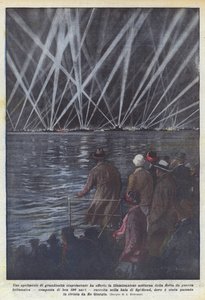 Bjöd ett spektakel av häpnadsväckande storhet flottans nattbelysning? av Achille Beltrame