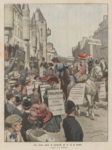 En märklig procession av suffragetter genom Londons gator
