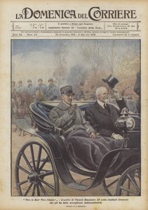 Länge leve kungen! Länge leve Italien! Ankomsten av Vittorio Emanuele III i den franska huvudstaden att honom?