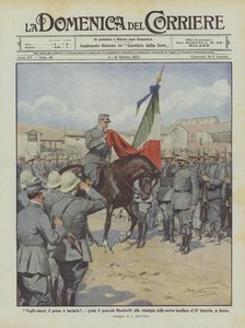 Jag vill vara den första som kysser henne! Ropar General Mambretti när den nya flaggan överlämnas? av Achille Beltrame