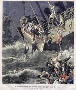 Vraket av Larchmont-båten utanför New York i februari 1907 av Achille Beltrame