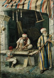 Arab Carpenters, ca 1875 (akvarell på papper) av Achille Buzzi