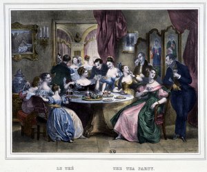 Fem timmar: Tea time - i "Les heures de la Parisienne" av Achille Devéria av Achille Devéria