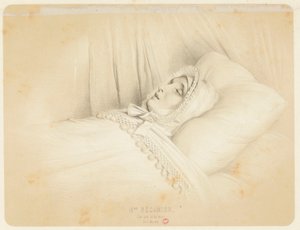 Madame Récamier (Juliette Récamier) på sin dödsbädd den 11 maj 1849 av Achille Devéria