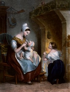 Sjuksköterska som ammar ett barn. Litografi, c.1850