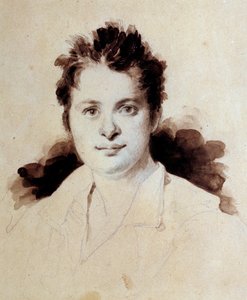 Porträtt av den franska författaren Honore de Balzac (1799-1850) ung Teckning av Achilles Deveria (1800-1857) 1800-talet. Chantilly, Conde Museum. Coll. Lovenjoul. Tillstånd att ansöka till Institut de France av Achille Devéria