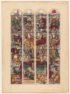 Studie för fyra målade glasfönster Généalogie dAbraham, 1844. av Achille Devéria