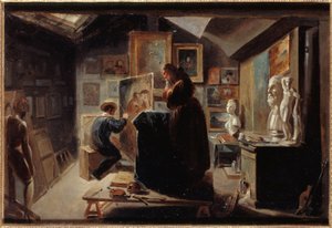 Modells pose, ca 1838 (olja på papper på duk) av Achille Devéria