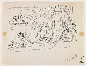 Stilleben med blommor (penna och svart bläck) av Achille Emile Othon Friesz