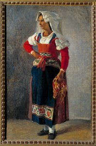 Porträtt av en bonde nära Rom Målning av Achille Michallon (1796-1822) 1800-talets sön. 0,36x0,25 m