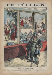 Tecknad antisemit av Achille Lemot för "Le-Pelerin"" från september 1896 - Kommersiell skola: när du blir ett stipendium, du min säng Jakob, vad ska du dela? av Achille Lemot