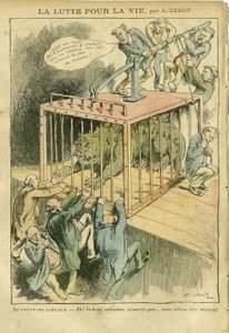 Illustration av Achille Lemot (1846-1909) i Le Pelerin, 21/04/07 - Kampen för livet - Socialism, Radikal-socialism - Animalisering av Achille Lemot