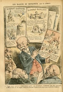 Illustration av Achille Lemot (1846-1909) i Le Pelerin, 21/07/07 - The Malices of the Dictator Clerical Conspiracy Royalistisk konspiration Separatistisk konspiration - Royalism, Religion Tro, Vänsterblocket, Katolsk katolicism - Clemenceau George av Achille Lemot