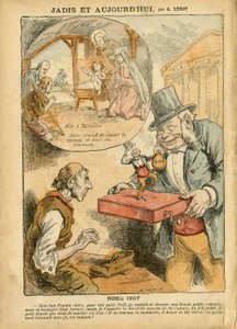 Illustration av Achille Lemot (1846-1909) i Le Pelerin, 22/12/07 - Tidigare och idag - Pensionärsarbetares pensioneringar, Anti-parlamentarism, Religion Tro, Noel, Deputeradekammaren Hemicycle, Femton tusen, Parlamentariska skadestånd, katolsk katolsk av Achille Lemot