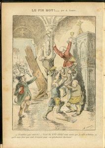Illustration av Achille Lemot (1846-1909) i Le Pelerin, 25/02/06 - Antisemitism, Religion Tro, Katolsk katolicism - Separation av kyrka och stat, Inventeringar/reaktioner på inventeringar - Jude av Achille Lemot