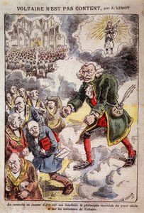 Voltaire är inte nöjd med Achille Lemot (1846-1909) - Karikatyr på Francs Macons - i "Pelerin" 25/04/1909 (gravyr)